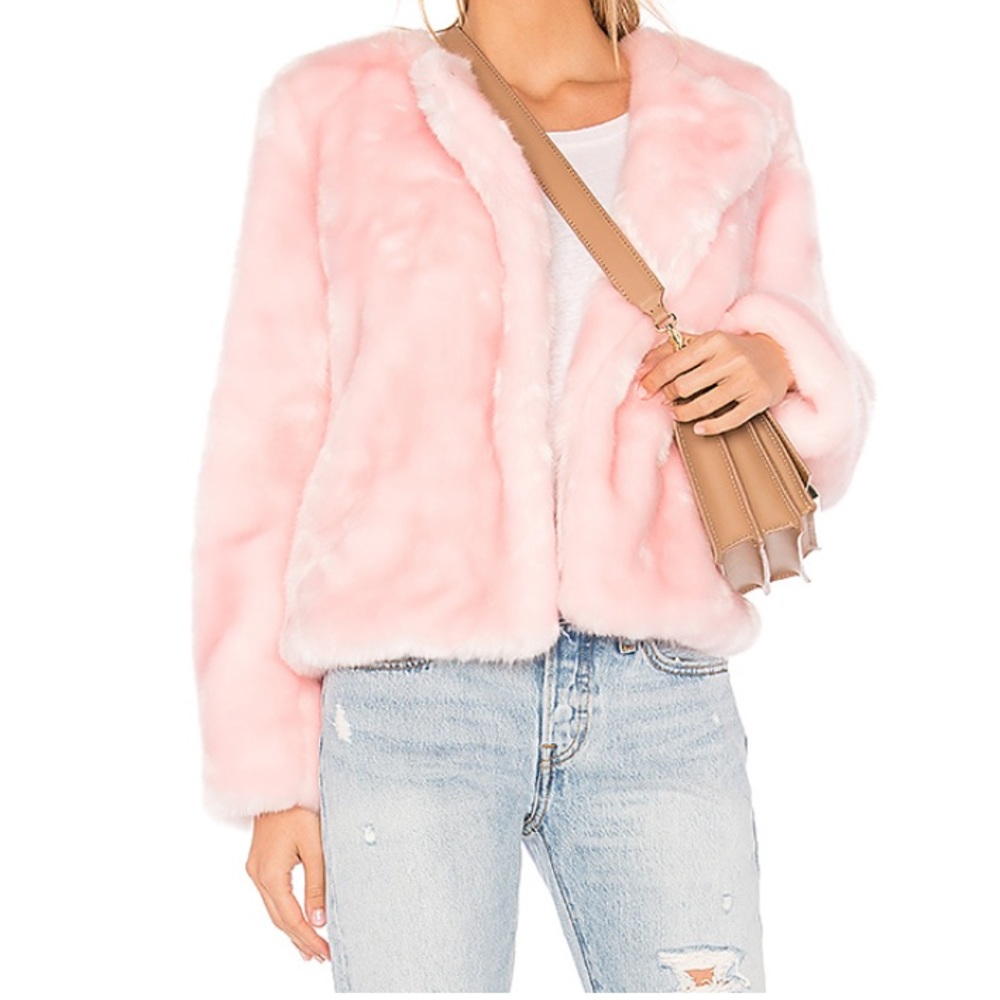Pink Faux Fur Jacket by Milly